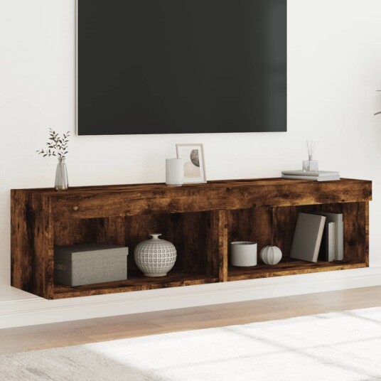 vidaXL TV-benker med LED-lys 2 stk røkt eik 60x30x30 cm 8721012257207