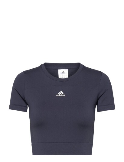 Adidas Performance Aeroknit Seamless Fitted Cropped Tee W Navy SHANAV/WHITE L XL