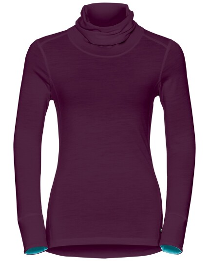 Odlo Natural 100% Merino Warm L/S Turtle Neck W Pickled Beet/Blue rødiance (Storlek L)