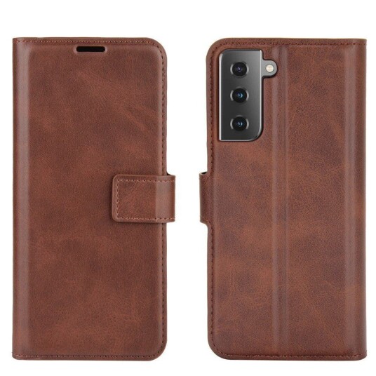 INCOVER Samsung Galaxy S21 Skinn Flip Deksel med Lommebok - Brun