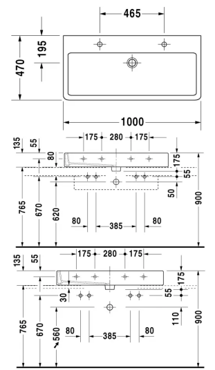 Duravit Vero servant, 100x47 cm, hvit