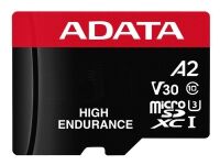 A-Data ADATA High Endurance - Flashminnekort (microSDXC til SD-adapter inkludert) - 64 GB - A2 / Video Class V30 / UHS-I U3 / Class10 - microSDXC UHS-I