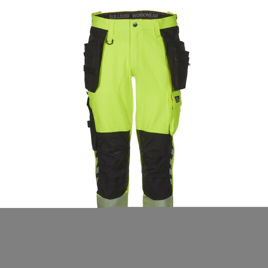 Bulldog 5747 Hi-Vis, Removable Hanging Pockets Stretch Trousers, Yellow/Black, 1 Piece, SBD-5747 46