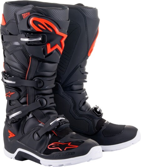 Alpinestars Tech 7 Enduro Motorsykkel Støvler 45 46 Svart Hvit Rød