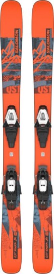 Salomon Juniors' Ski Set L QST Spark S + C5 GW J85 123 cm, Flame/Copen Blue/Black