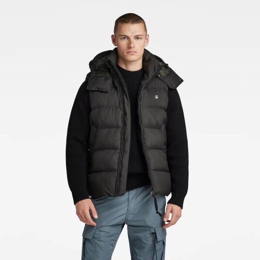 G-Star RAW G-Whistler Padded Hooded Vest - Black - Men L Black male