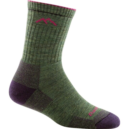 Darn Tough Women's Hiker Micro Crew Midweight Hiking Sock Cushion 41-43, Moss Heather