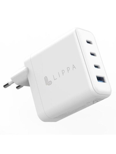 Lippa 100W 3 x USB-C PD & USB-A QC GaN Wall Charger - White