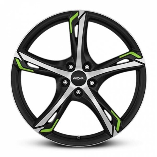 Ronal R62 Green Jet Black Matt Front Cut 7.5x18 5x120 ET45 B82