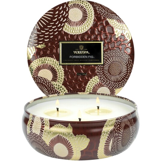 Voluspa Forbidden Fig 3-Wick in Decorative Tin 40h