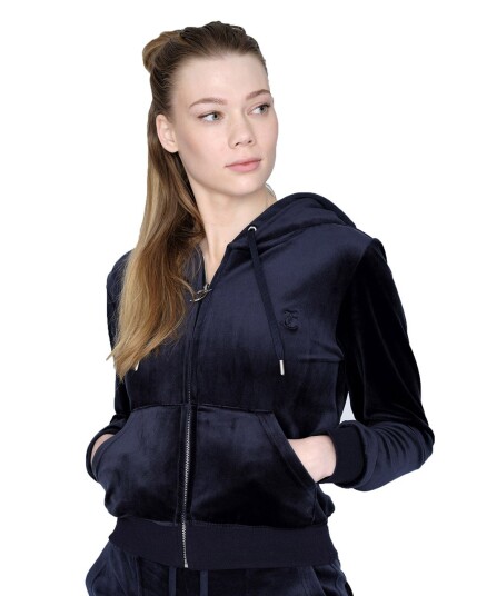 Juicy Couture Robertson Classic Velour Zip Hoodie W Night Sky (Storlek S)