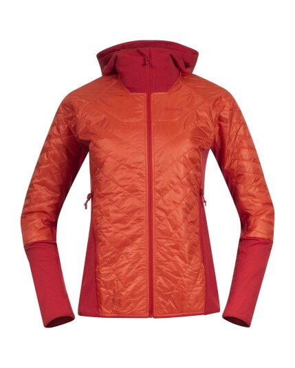 Bergans Cecilie Light Insulated Hybrød Jacket W Energy rød/rød Leaf (Storlek L)