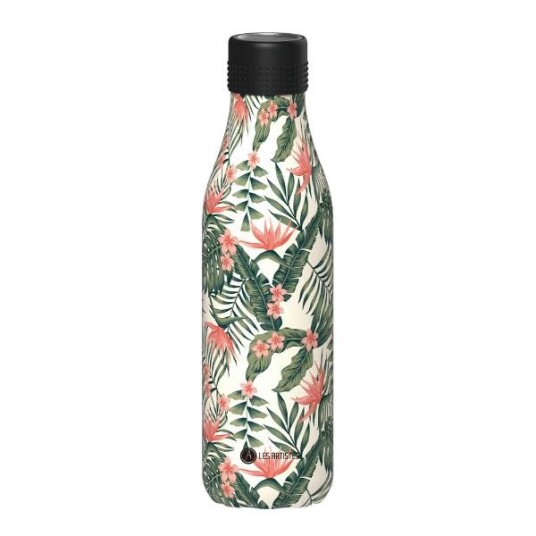 Les Artistes  Bottle Up Design termoflaske 0,5L hvit/grønn/rosa med palmedekor