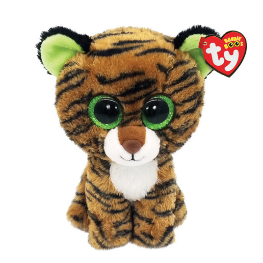 Ty Beanie Boos Tiggy kosebamse regular brun tiger med grønne øyne 15 cm