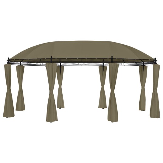 vidaXL Paviljong med gardiner 520x349x255 cm gråbrun 180 g/m²