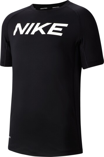 Nike Pro Short Sleeve Big Kids Black/White M