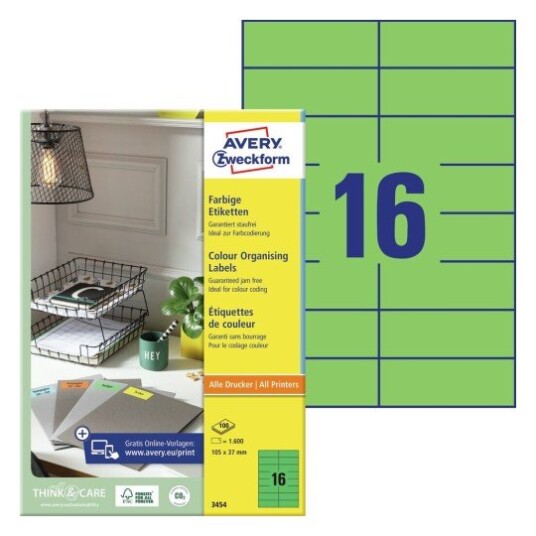 Avery Universal-etiketter grønn 105 X 37 modell 3454