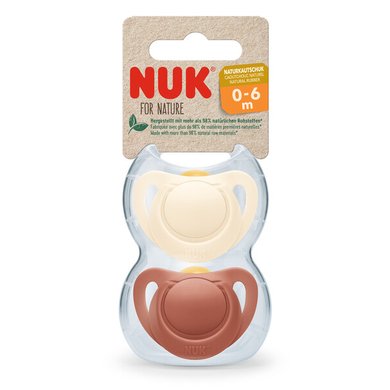 NUK Smokk For Nature Latex 0-6 måneder rød / kremfarget 2-pk.