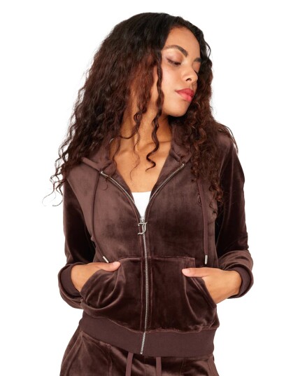 Juicy Couture Robertson Classic Velour Zip Hoodie W Java (Storlek S)