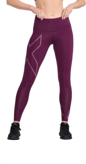 2XU Women's Light Speed Mid-Rise Compression Tights XS, Beet/Beet Reflective