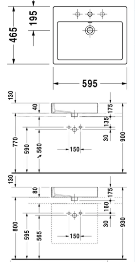 Duravit Vero Toppmontert Servant 595x465 mm, 1 blanderhull, Wondergliss