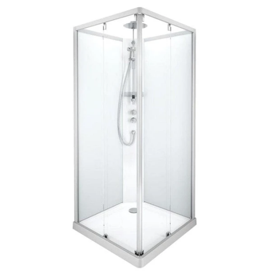 Porsgrund Showerama 10-5 Comfort 90x90 cm, alu matt profil, klart glass