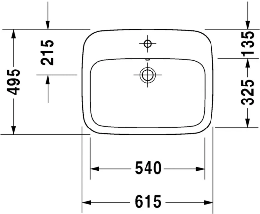 Duravit Durastyle Servant for nedfelling 615x495 mm, 1 blanderhull, Wondergliss