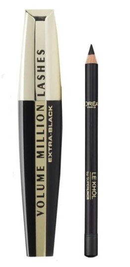 L'Oréal Volume Million Lashes Mascara Extra Black + Super Liner Le Khol 101 Midnight Black