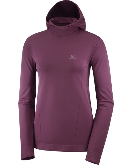 Salomon Agile Mid Hoodie Seamless W Winetasting (Storlek XS)