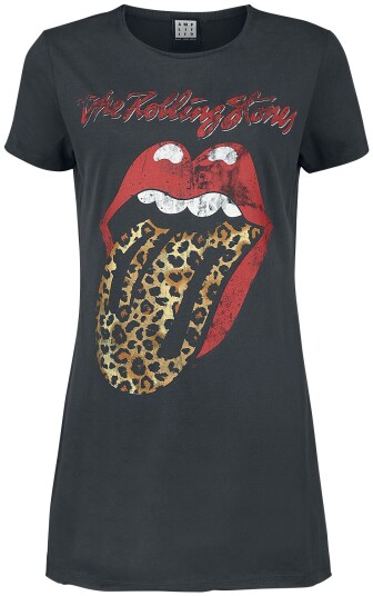 The Rolling Stones Kort kjole - Amplified Collection - Leopard Tongue - S til XXL - Damer - koksgrå