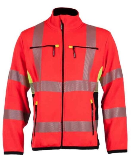 BS Gjøvik Fleecejakke, HiVis kl.3 Unisex, Str. XL, Rød/Sort