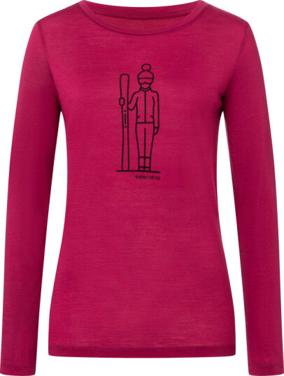 super.natural Women's Skianto Long Sleeve XS, Sangria/Black Ink