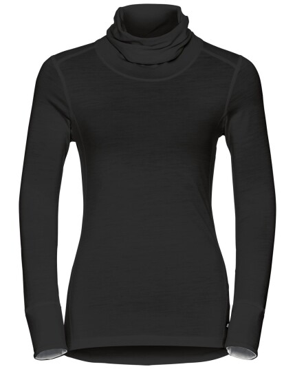 Odlo Natural 100% Merino Warm L/S Turtle Neck W Black/snøw White (Storlek XS)