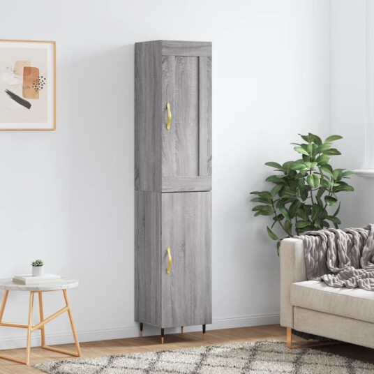 vidaXL Highboard grå sonoma 34,5x34x180 cm konstruert tre 8720845495411