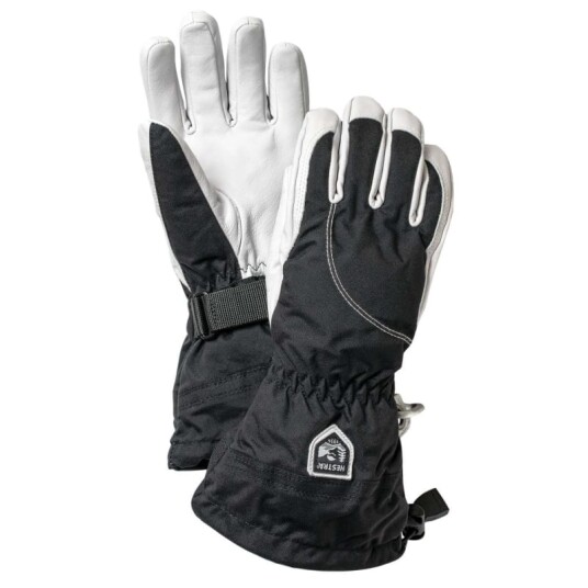 Hestra Women's Heli Ski 5 Finger 8, Black/White