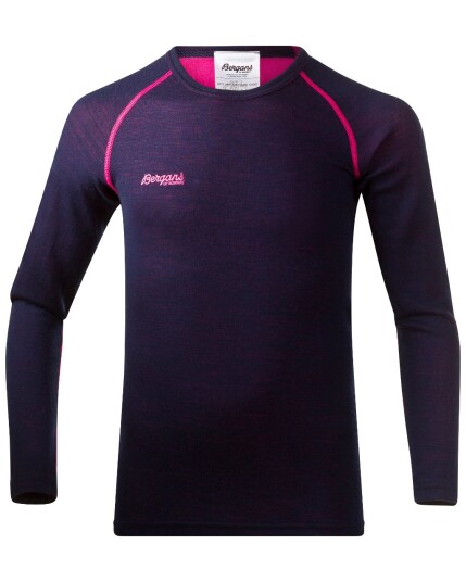 Bergans Akeleie Youth Shirt Navy/Hot Pink (Storlek 128)