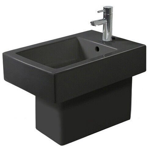 Duravit Vero Gulvstående Bidé 370x570 mm, m/o.l, Sort m/WG