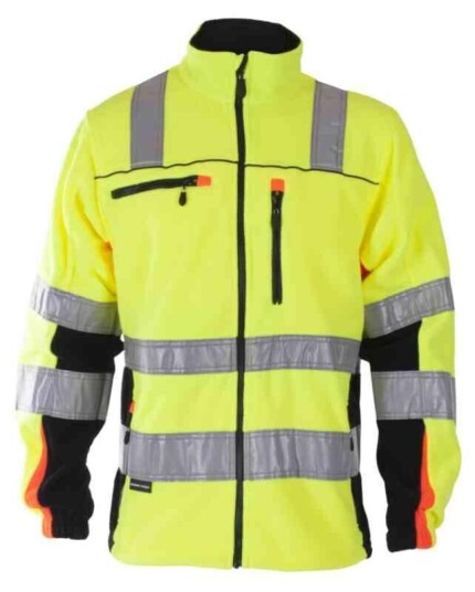 BS Bergset Fleecejakke, HiVis kl.3 Unisex, Str. M, Gul/Sort