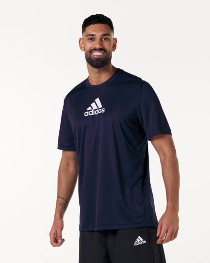 Adidas Designed to Move 3 Stripes Tee Navy L