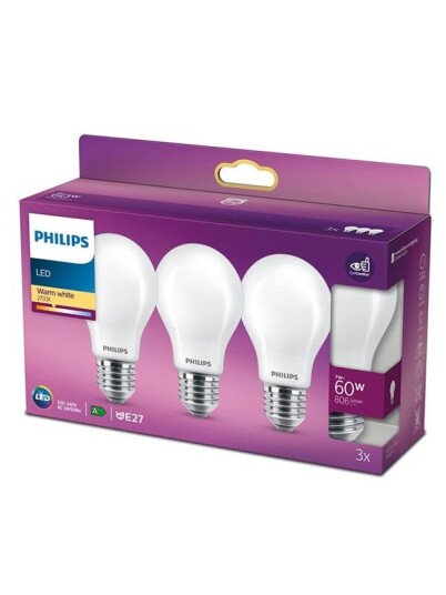 Philips LED-lyspære LED classic 60W A60 E27 WW FR ND 3PF/6 E27