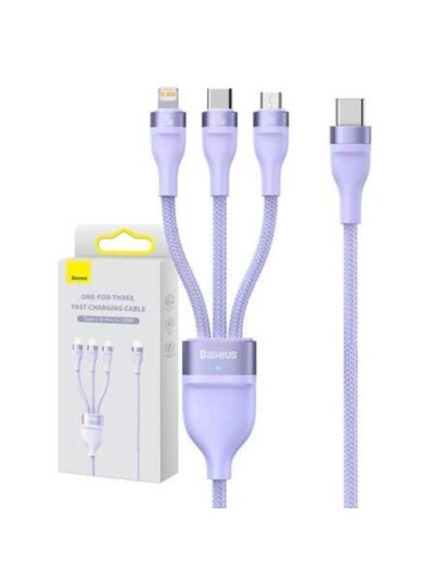 Baseus 3in1 USB cable  Flash Series 2 USB-C + micro USB + Lightning 100W 1.5m (purple)