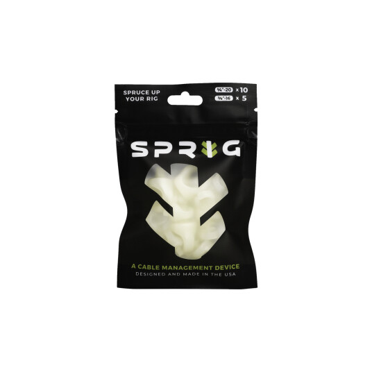 Sprig Cable Management Value Pack Pakke m/10x 1/4" 5x 3/8" Selvlysende