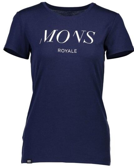 Mons Royale Classic Serif Tee W Navy (Storlek XS)