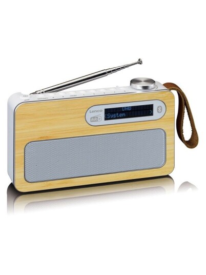 Lenco Portable DAB+/ FM radio with BT bamboo Hvit - DAB/DAB+/FM - Hvit