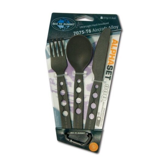 Sea To Summit Cutlery Alphaset Spoon/knife/fork Grey Anodised