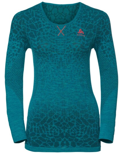 Odlo Blackcombo BL Top L/S Crew Neck W Crystal Teal/Pool Green (Storlek S)