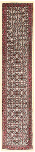 Håndknyttet. Opphav: Persia / Iran Ekte Teppe Bidjar Med Silke Teppe 65X293 Teppeløpere Brun/Beige ( Persia/Iran)