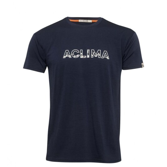 Aclima  Lightwool Tee Logo M´S Herre, 232 Navy Blazer, 2XL