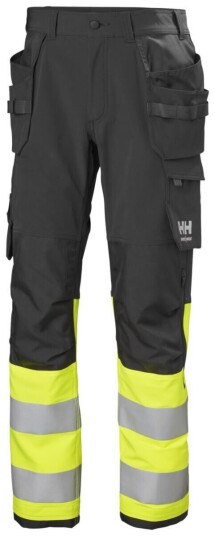 HH Alna 4-V Håndverksbukse, HiVis kl.1 Mann, Str. D104, Gul/GråSort