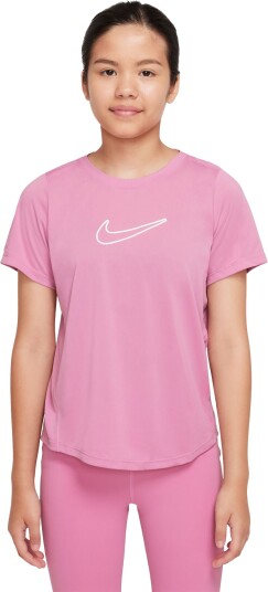 Nike Dri-FIT One Fitted Short Sleeve Jente Magic Flamingo/White S  8-10 